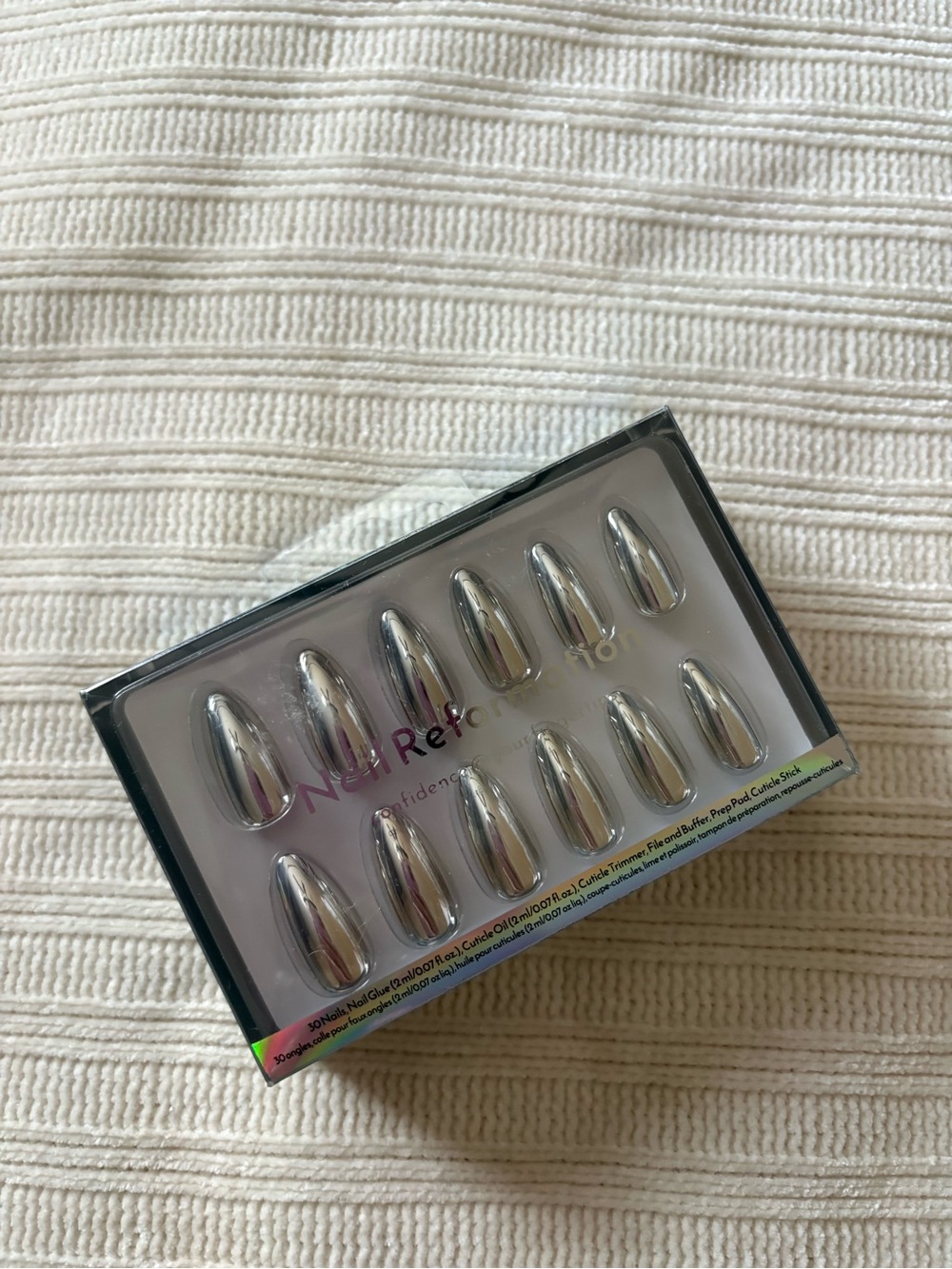 Nail Reformation Chrome Silver Press-On Nails Medium Almond